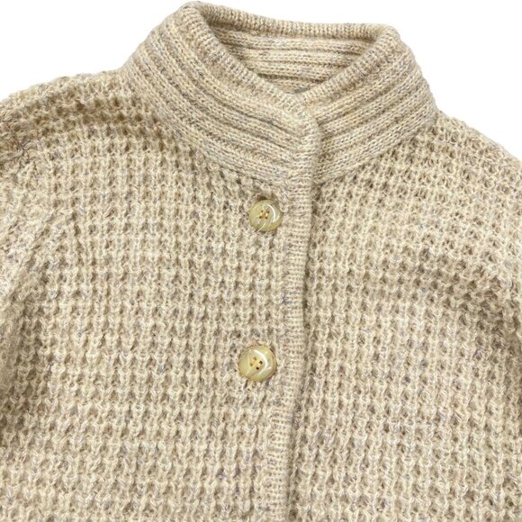 Vintage Long Wool Button Down Coat Jacket Cardigan Cable Knit Women's Medium - Picture 2 of 10